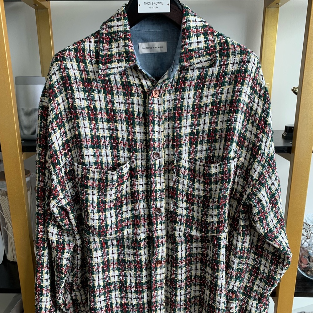 Faith Connexion Tweed Oversized Shirt Size S